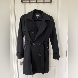 Express classic double breasted trench coat- XS black